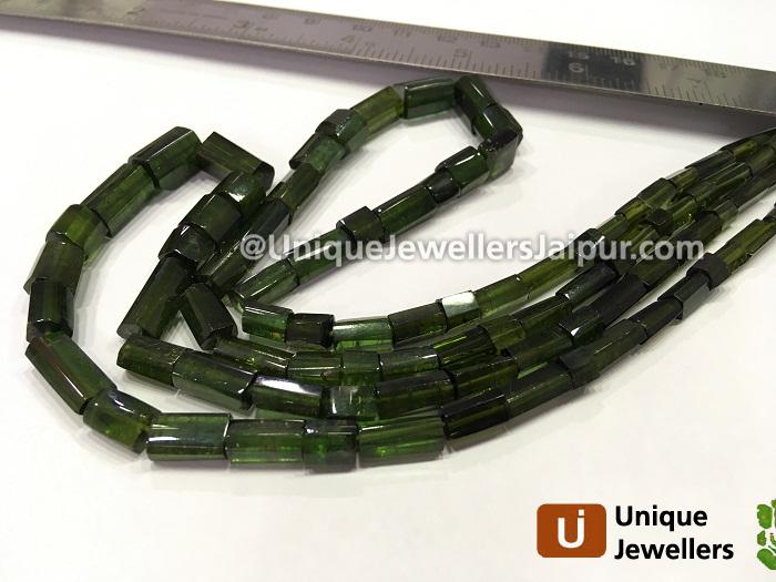 Green Tourmaline Step Cut Cylinder Beads